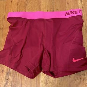 NIKE PRO DRI FIT SHORTS PINK SIZE LARGE